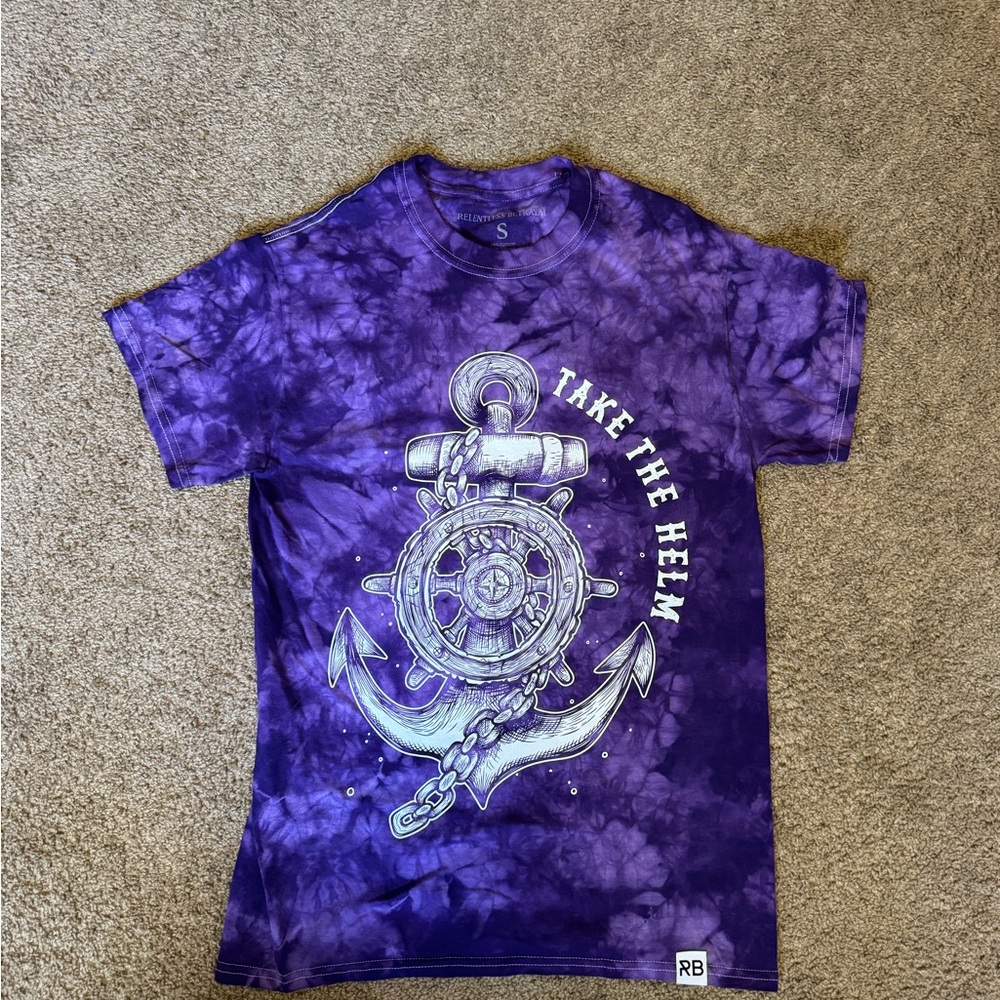 NEW!! Relentless Betrayal Purple Tie-Dye Anchor Graphic Tee - Take the Helm